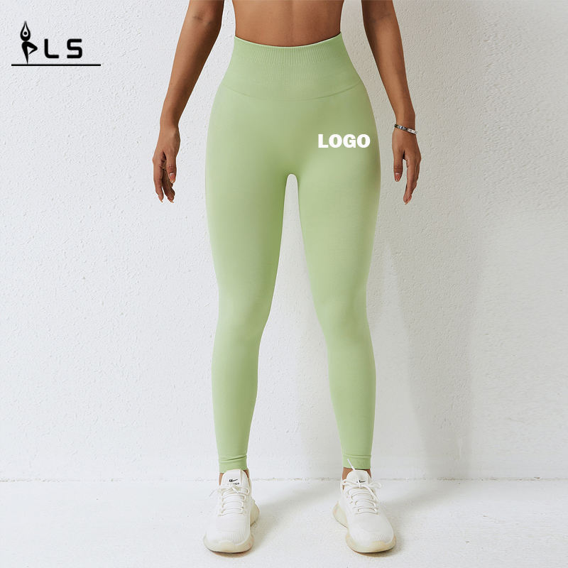 SC10109 Lega de yoga de gymnase sans couture Femmes avec des collons de logo personnalisés Scrunch Butt Femmes Pantalons de yoga Leggings