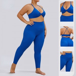 SC1068 Big Size Set Yoga Conjunto Plus Size Solid Yoga Pantals Stretch Legging Sport Set Yoga Suit