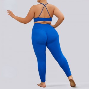 SC1068 Big Size Set Yoga Conjunto Plus Size Solid Yoga Pantals Stretch Legging Sport Set Yoga Suit
