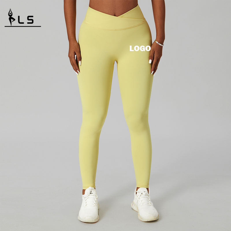SC101012 Leggings d'élastane ennylon sans couture pour les femmes Push up Breathable V Shape Legging Pantalon Yoga