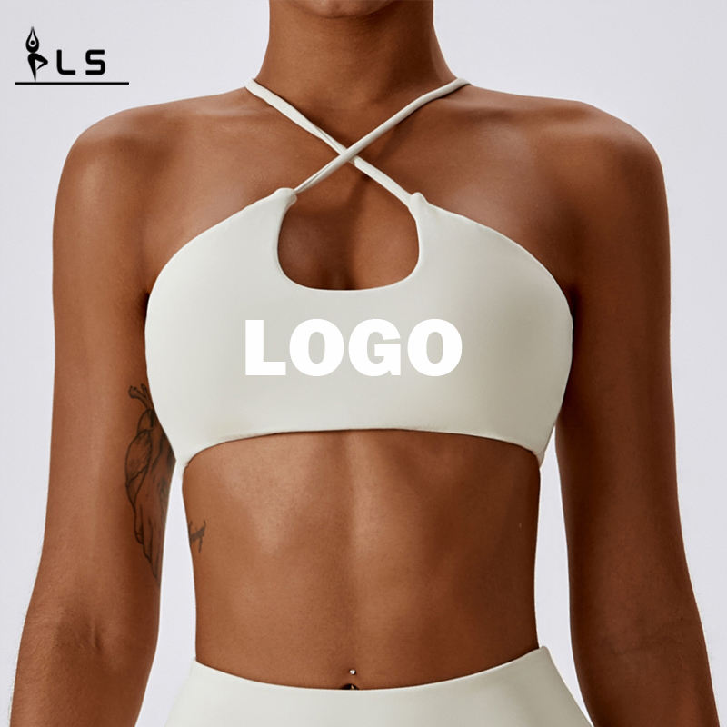 SC10165nylon vert respirant adultes sport soutien-gorge active sexy back logo coutume gym de gym