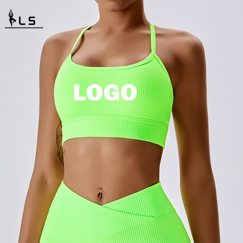 SC101610 Halter Sports Bra dames Halter Neck Cross Back Sports Bra For Women Logo Women Workout Sports Bra Wholesale Yoga Cro