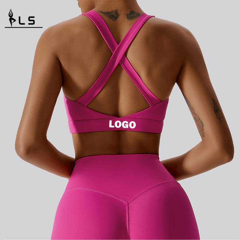 SC101811 CROSS Back Yoga Sports Bra High Impact PADED PADED HOLTER COU CROSS Back Sports Bra pour les femmes