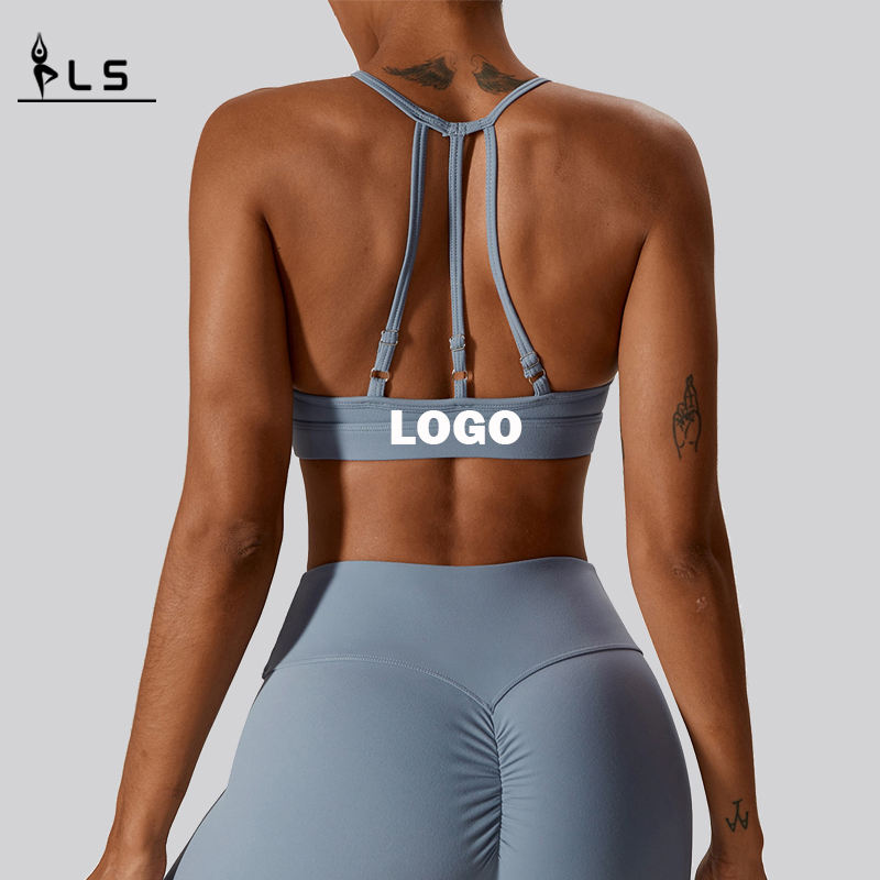 SC10183 Comfort Fitness Yoga Sexy Sports Ajustement Sports Bra Halter Dames Halter Nec Cross Back Sports Bra pour femmes