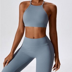 SC10183 Comfort Fitness Yoga Sexy Sports Ajustement Sports Bra Halter Dames Halter Nec Cross Back Sports Bra pour femmes