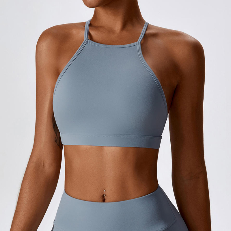 SC10183 Comfort Fitness Yoga Sexy Sports Ajustement Sports Bra Halter Dames Halter Nec Cross Back Sports Bra pour femmes