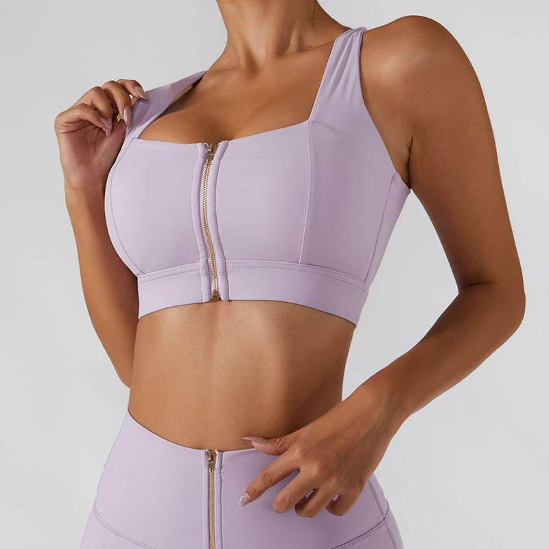 SC10187 Sports Fitness Tops High Impact Sports Bra Corset Front Zip Sports Bra