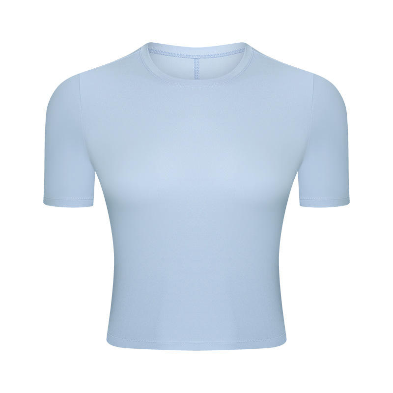 SC10267 Yoga Crop Top Top Top Top Top Top Tirmne T-shirt à col rond