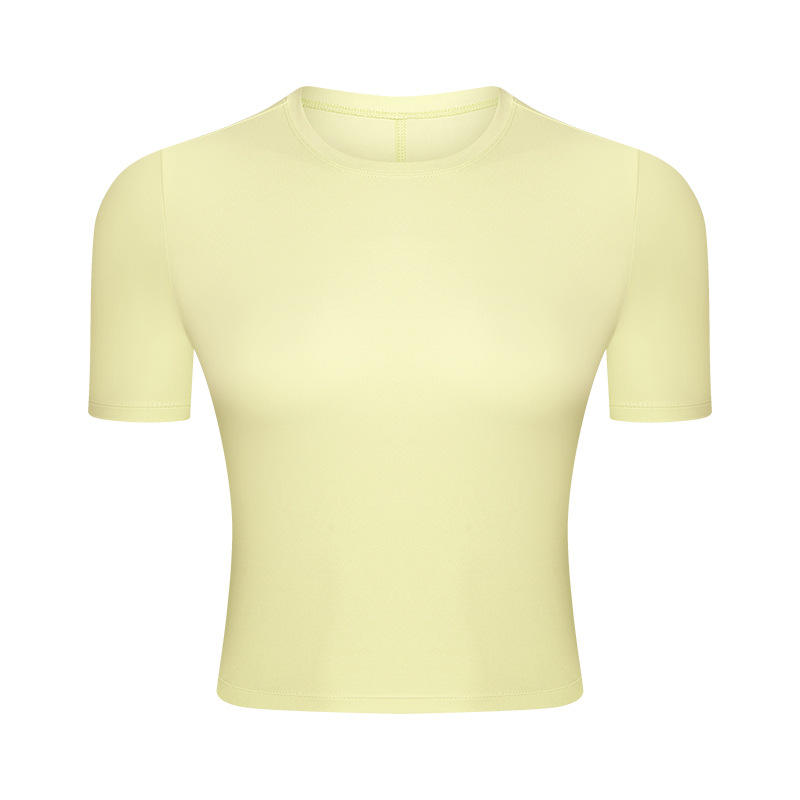SC10267 Yoga Crop Top Top Top Top Top Top Tirmne T-shirt à col rond