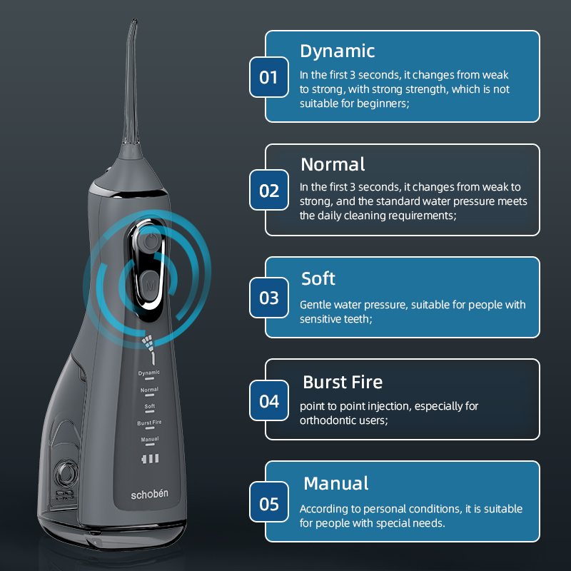 Recadable des soins dentaires rechargeables réservables réservés d'eaunettoyable d'eau sans module pour les dents en chevreules