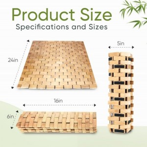Tapis de bain en bambounaturel, tapis de douche en bambou sans glissement, tapis de bain en bois pliable imperméable pour baignoire