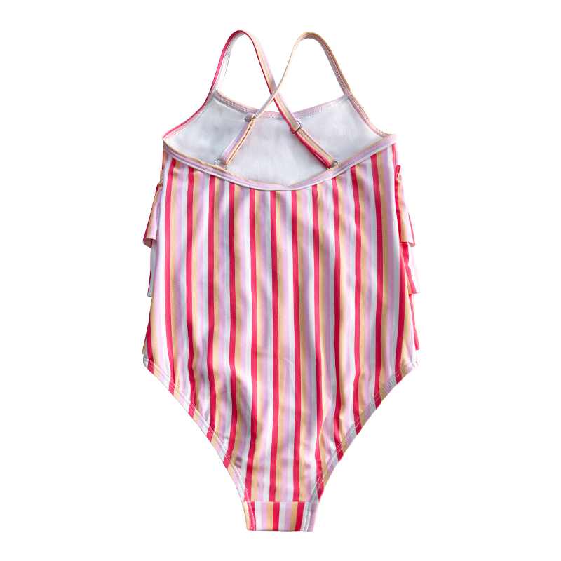 Robe à gâteau imprimé à rayures en une seule pièce Swim de bain bébé