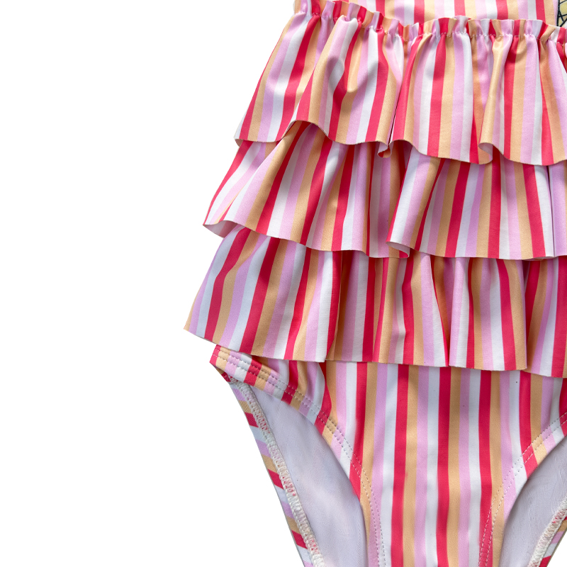 Robe à gâteau imprimé à rayures en une seule pièce Swim de bain bébé