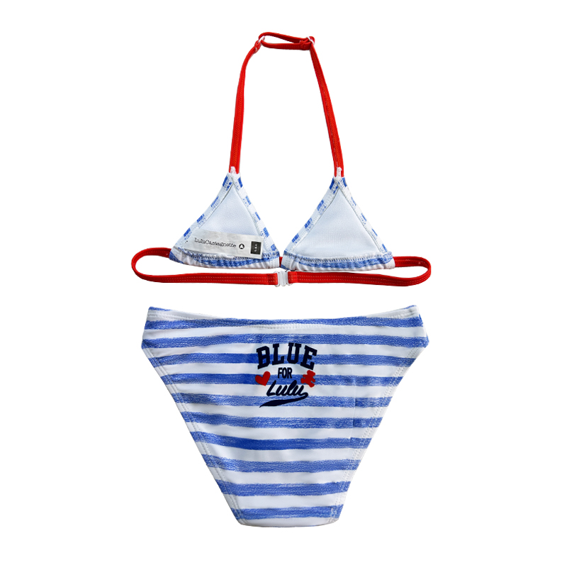 Halterneck Striped Letter Imprimer Couleur correspondant aux enfants du maillot de bain