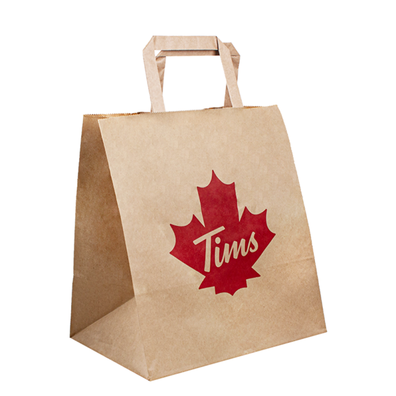 Sacs à provisions cadeaux biodégradables imprimés personnalisés avec poignée, emballage Brown Kraft Paper Sac