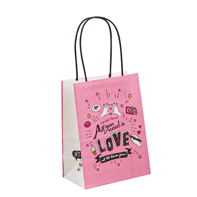 Sac en papier kraft en gros sac à guidage cadeaunoir avec logo pour vêtements Sac d'emballage personnalisé