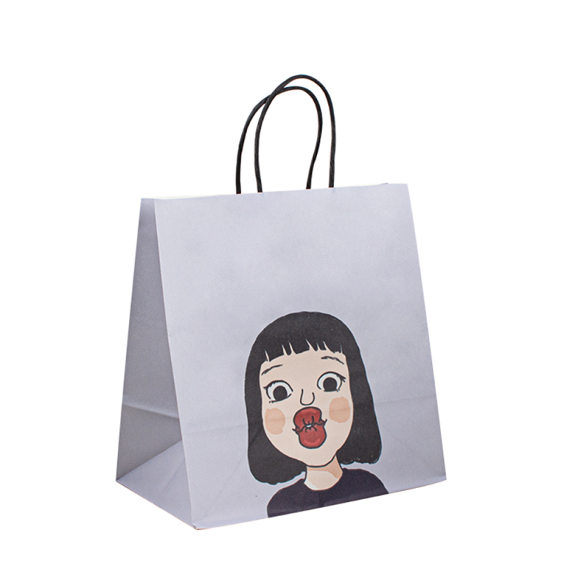 Matériaux recyclés en gros artisanat bolsa de papel sacs en papier kraft blanc brun jetable pour gâteau gâteau emballage à vin