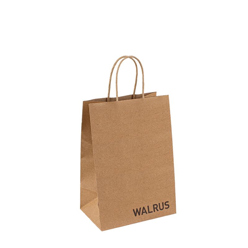 Sac en papier Kraft recyclable avec propre logo Sac à acheter personnalisé pournourriture avec manche