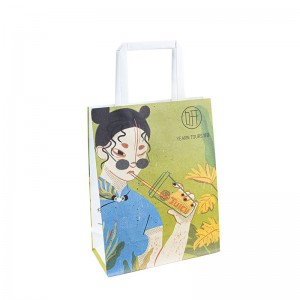 Prix ​​d\'usine 120g Sac en papier Kraft recyclé emballage de magasinage de magasinage Kraft Sac avec poignée Accepter Custom