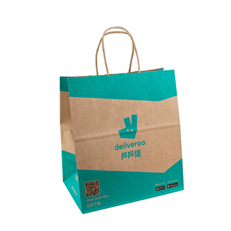Sac à provisions en papier Kraft Food Emballage Sacs en papier personnalisés avec sac en papier logo avec poignée