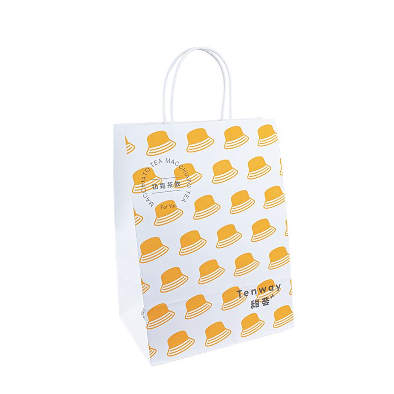 sac en papier manche en papier marron sacs de poignée imprimé concepteur pour un sac en papier d'emballage cadeau