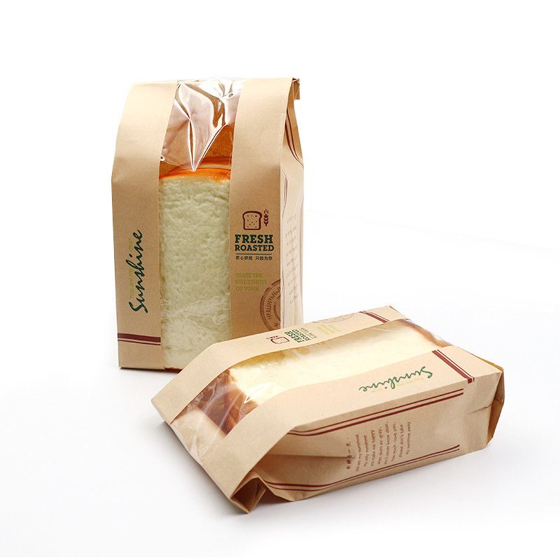 Brown Bread Kraft Paper Emballage Sacs avec fenêtre FCS SGS FDA certifiée