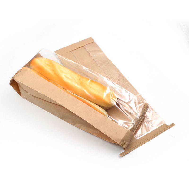 Brown Bread Kraft Paper Emballage Sacs avec fenêtre FCS SGS FDA certifiée