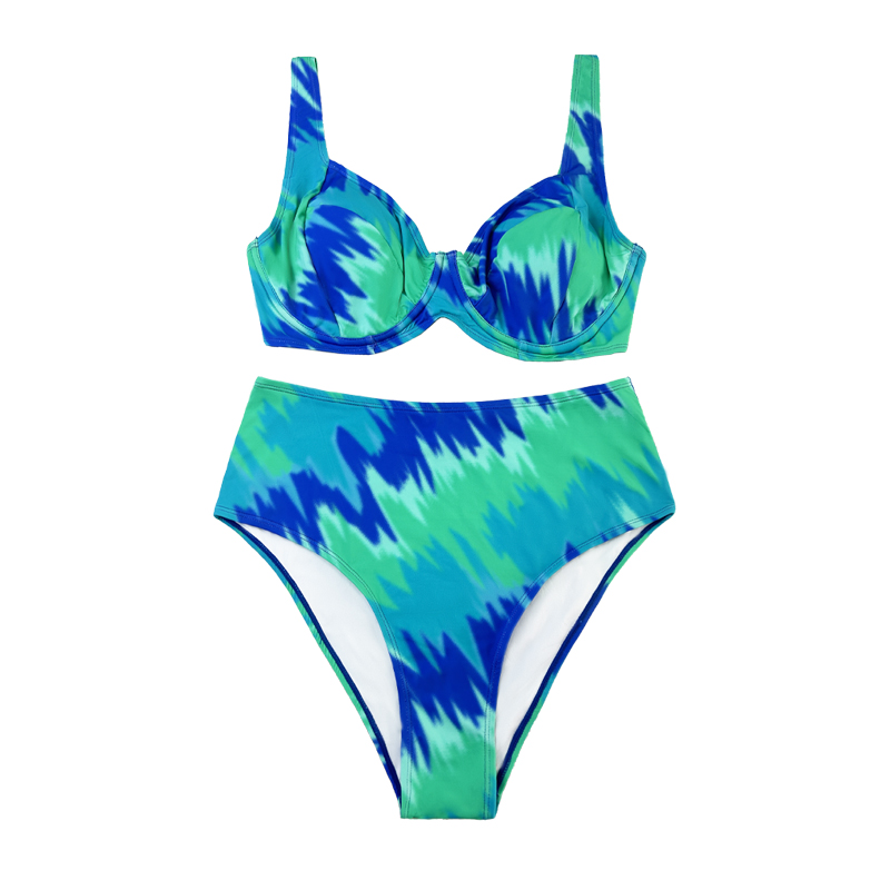 Swimsuit en deux pièces imprimé par Turquoise avec de larges sangles