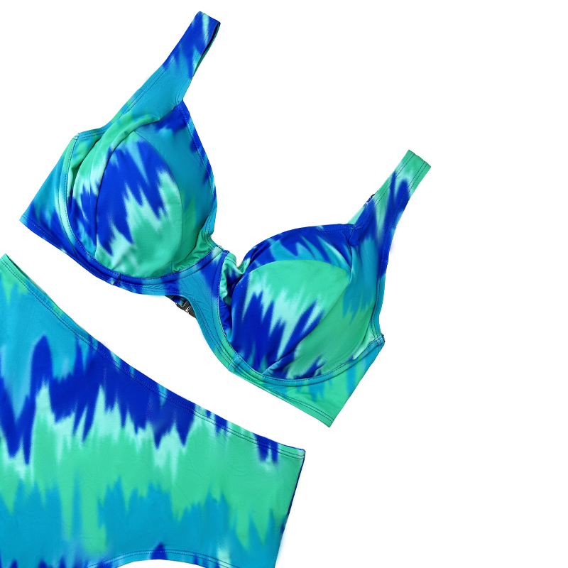 Swimsuit en deux pièces imprimé par Turquoise avec de larges sangles