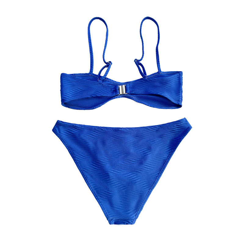 Bleu de maillot de bain en tissu spécial plissé bleu