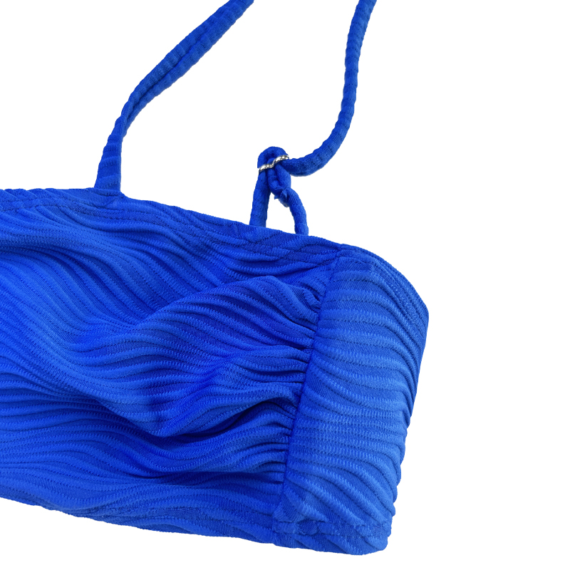 Bleu de maillot de bain en tissu spécial plissé bleu