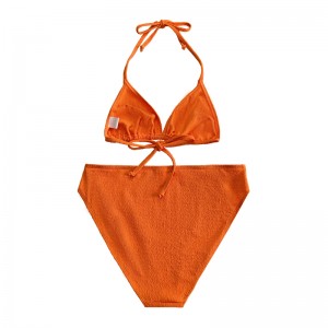 Halter en tissu à volants orange, tasse de trépied, maillot de bain en trois pièces