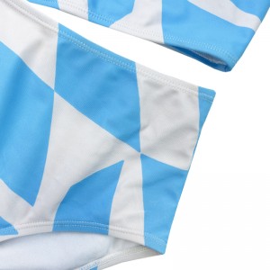 Viete géométrique bleu et blanc Couleur unie à large sangle