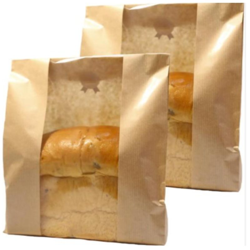 Sac à pain en papier kraft personnalisé avec scellé de fenêtre Autocollant Emballage Bagure de pain Aliments Rangement d'emballage