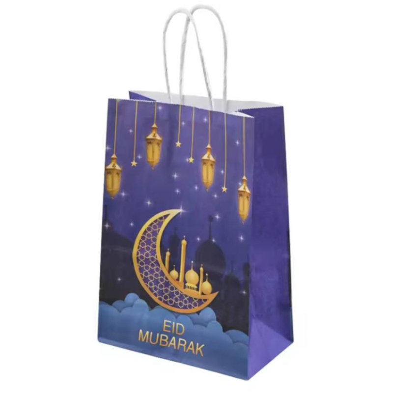 En gros de l'Eid Mubarak Gift Kraft Paper Sac Islamic Muslim Festival Party Decoration Ramadan Goodie Sacs