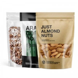 Sac d\'emballage alimentaire imprimé personnalisé Ziplock Kraft Paper Stand Up Pouch avec fermeture éclair et fenêtre