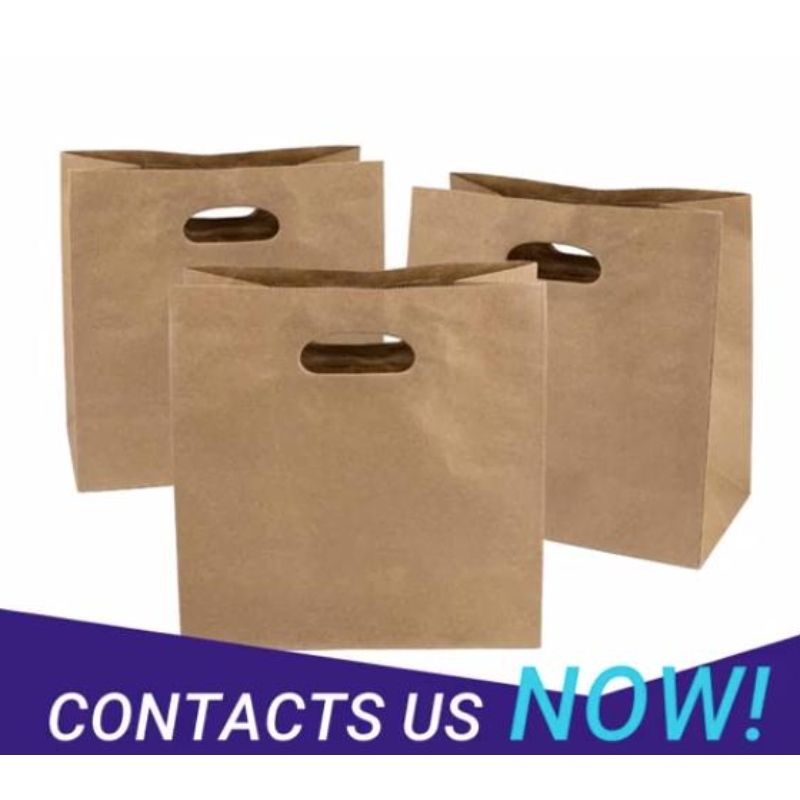 Cadeaux chauds Restaurant boulangerie recyclable Die Cut Handle Brown China Sac en papier imprimé en gros logo personnalisé