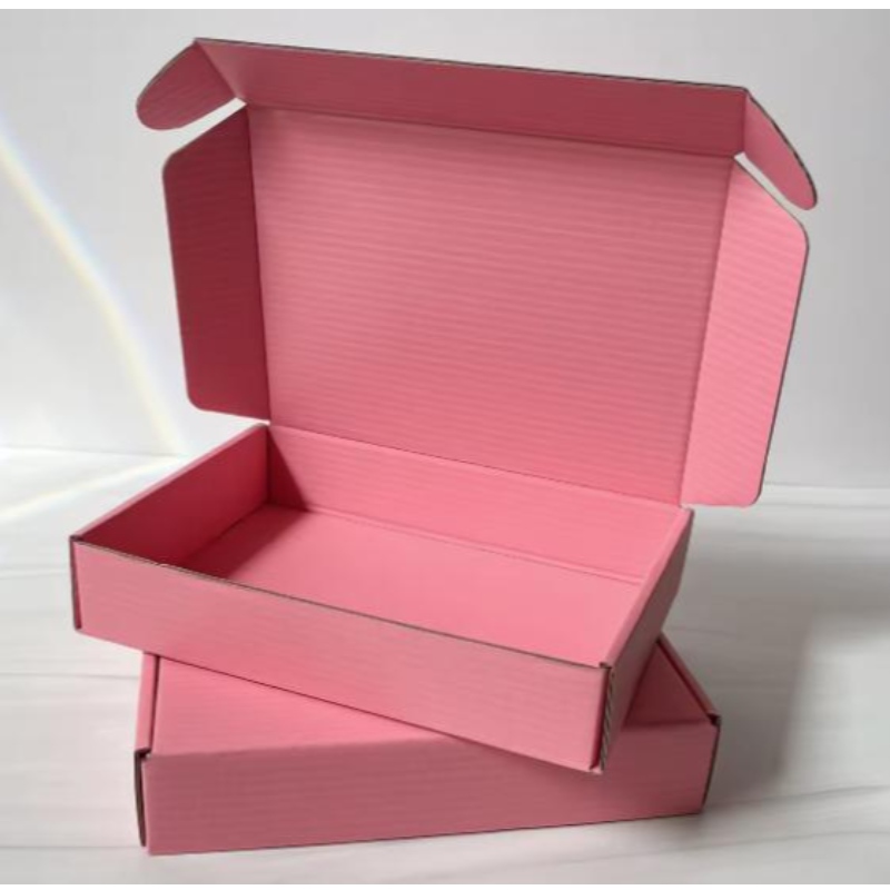 Logo personnalisé Couleur rose cosmétique Boîte de diffusion enroche en ondulée ondulée