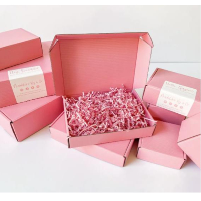Logo personnalisé Couleur rose cosmétique Boîte de diffusion enroche en ondulée ondulée