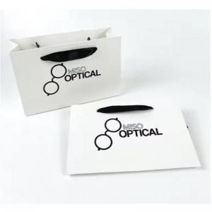 Sacs en papier imprimés en carton Luxury White Kraft Paper Sac avec poignée de ruban pour sac à provisions avec votre propre logo