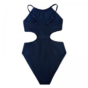 Couleur de couleur unie creuse à volants minces sexy de maillot de bain une pièce confortable