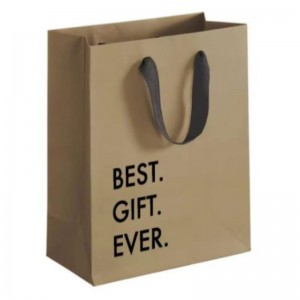 Biodégradable Reusable Custom Design Logo imprimé Brown Kraft Craft Boutique Paper Sacs avec poignée de ruban