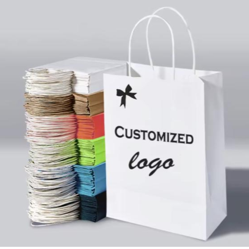 Sacs en papier kraft personnalisés avec vos propres sacs en papier cadeaux de shopping logo personnel