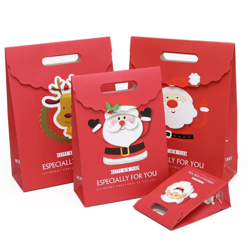 Sacs-cadeaux d'impression personnalisés Sac en papier en carton de Noël Fabrication de l'emballage de magasinage de vacances revêtu de luxe revêtu