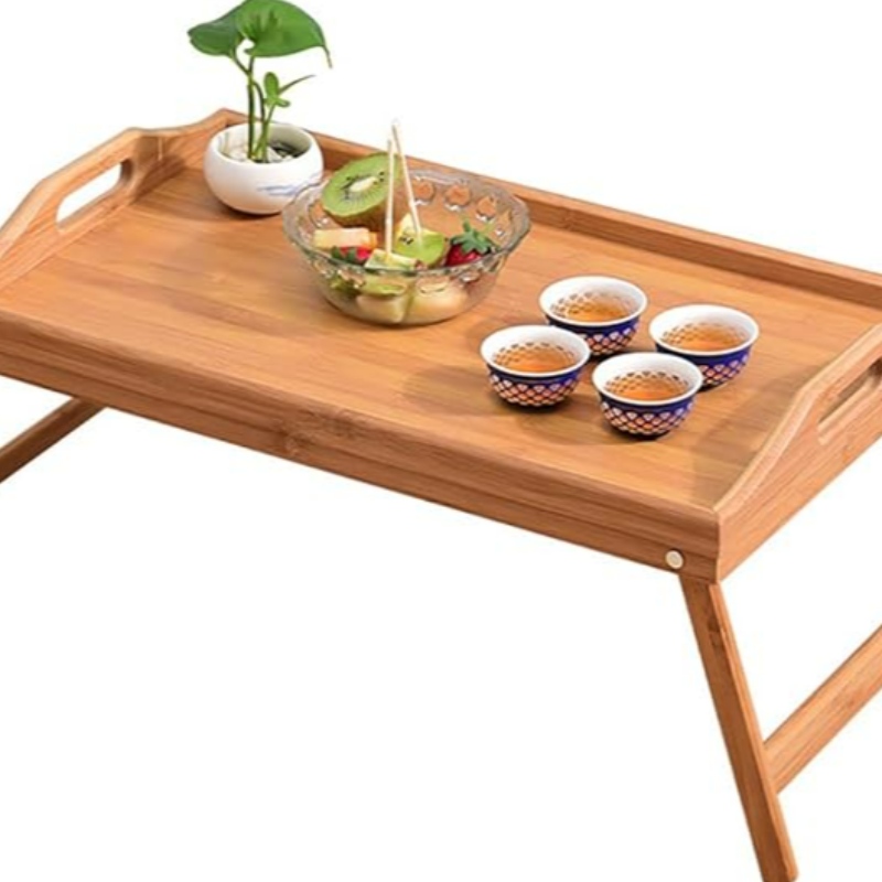 Table de lit de petit déjeuner pliant en bambou