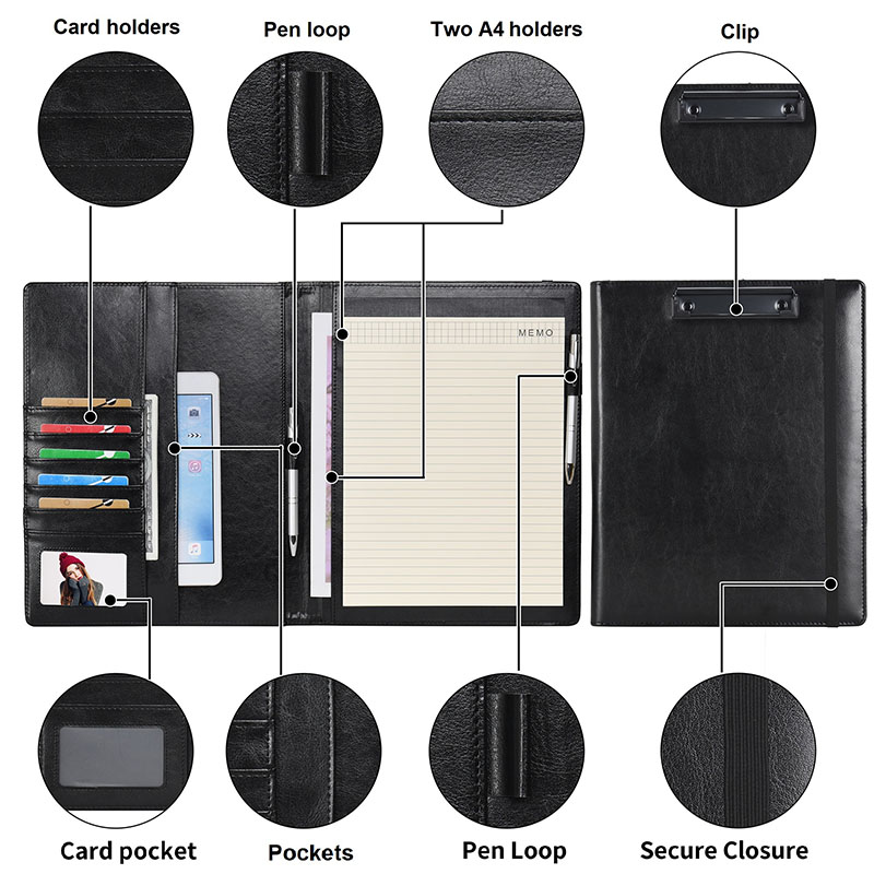 Cliblon de presse-papiers en cuir Partifolio Formulaires du bloc-notes Case de document A4 A5