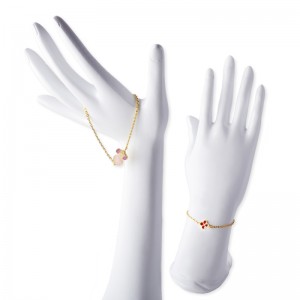 Nouveau 4 fleurs de pêche évidement   un bracelet d\'accessoires de fleur de pêche coquille blanche