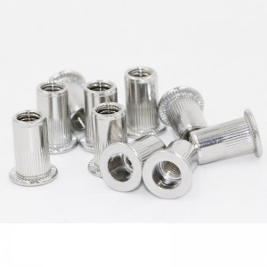 Écrous rivetés moletés à tête plate en acier inoxydable
