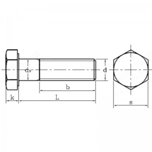 Boulon hexagonal en acier au carbone de classe de propriété 12.9