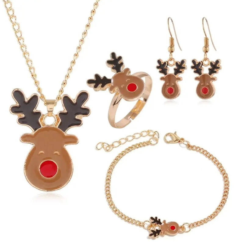 Ensemble de bijoux thème denoël, cloches de renne, Support d'arbre denoël, personnalisation